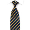 Rhinestone Silk Necktie Gold Striped On Navy Blue