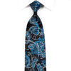 Premierlux Rhinestone Silk Necktie Silver Scrolls Blue Paisley On Navy