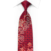 Remizio Rhinestone Silk Necktie Scrolls On Burgundy