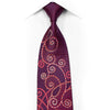 Remizio Rhinestone Silk Necktie Scrolls On Purple With Red Sparkles