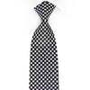Renoma Rhinestone Silk Necktie Silver Navy Checkered With Red Sparkles