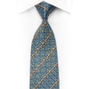 Renoma Men's Crystal Rhinestone Tie Trellis Orange Striped On Blue With Gold Sparkles