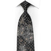 Renoma Men's Crystal Silk Tie Silver Floral On Black With Silver Sparkles