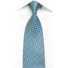 Silk Necktie Silver Blue Geometric With Crystal Rhinestones