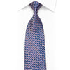 Rhinestone Silk Necktie Pink Geometric On Blue