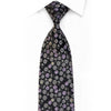 Rogatis Rhinestone Necktie Silver Mauve Floral On Black With Sparkles