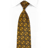 Rogers Dail Rhinestone Silk Tie Gold Floral Scrolls On Navy With Silver Sparkles
