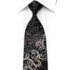Smalto Men's Rhinestone Silk Tie Silver Scrolls On Black With Silver Sparkles