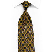 Ungaro Gold Filigree On Black Silk Tie With Rhinestones & Sparkles