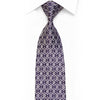 Crystal Rhinestone Silk Necktie Silver Filigree On Purple With Sparkles