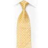 Yellow Rhinestone Silk Necktie Geometric Floral On Yellow With Gold Sparkles