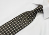 Aquascutum Men's Crystal Rhinestone Tie Silver & Black Geometric With Silver Sparkles - San-Dee