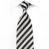 Aquascutum Men's Crystal Silk Necktie Black Silver Striped With Silver Sparkles - San-Dee