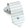 Aquascutum Men's Woven Silk Necktie Blue Stripes On White With Silver Sparkles - San-Dee