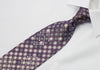 Aquascutum Rhinestone Tie Silver Geometric Dots On Purple With Silver Sparkles - San-Dee