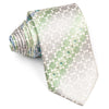 Aquascutum Silk Necktie Quatrefoil Light Green On White With Rhinestones - San-Dee