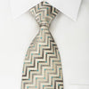 Aquascutum Silk Necktie Silver Chevron With Sparkles - San-Dee