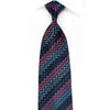 Armarichi Men's Crystal Silk Necktie Pink Blue Chevron Stripes On Navy With Silver Sparkles - San-Dee