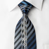 Arnaldo Bassini Silk Necktie Striped On Blue Sparkling With Rhinestones - San-Dee