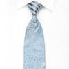 Arpeggio Men's Crystal Silk Necktie Silver Stripes & Floral On Blue With Sparkles - San-Dee