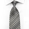 Arpeggio Men's Silk Rhinestone Tie Geometric Silver Circles On Black With Sparkles - San-Dee