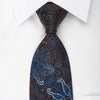 Arpeggio Silk Necktie Brown Anthemion On Blue With Crystal Rhinestones - San-Dee