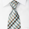 Arpeggio Silk Rhinestone Necktie Blue Brown White Plaid With Sparkles - San-Dee