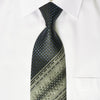 Arpeggio Silk Rhinestone Necktie Blue Geometric Squares & Silver Stripes On Black With Sparkles - San-Dee