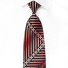 Austin Reed Men's Crystal Silk Necktie Black Red Chevron Striped With Silver Sparkles - San-Dee