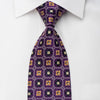 Austin Reed Silk Tie Yellow Floral On Purple Sparkling With Rhinestones - San-Dee