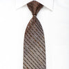 Avalon Men's Crystal Silk Necktie Silver Stripes On Brown With Gold Sparkles - San-Dee