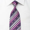 Avolio Men's Rhinestone Tie Geometric Dots On Purple With Silver Sparkles - San-Dee