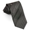 Avolio Silk Tie Silver Stiped Sparkles On Black With Rhinestones Necktie - San-Dee