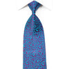 Basso Men's Silk Necktie Blue Floral On Purple Sparkling With Rhinestones - San-Dee