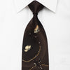 Beverly Hills Polo Club Rhinestone Necktie Gold Butterflies On Brown Silk With Silver Sparkles - San-Dee
