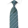 Bruno Baffi Men's Rhinestone Silk Tie Crystal Striped Teal Geometric On Navy With Silver Sparkles - San-Dee