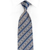 Bruno Baffi Men's Silk Necktie Silver Meander Striped On Blue Sparkling With Crystal Rhinestones - San-Dee