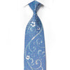 Cabrini Mens Crystal Rhinestone Silk Necktie Floral Scrolls On Blue Mauve With Sparkles - San-Dee