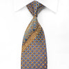 Cabrini Men's Crystal Silk Necktie Gold Blue Cartouche Checker On Brown With Gold Sparkles - San-Dee