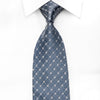 Cabrini Men's Crystal Silk Tie Silver Trellis On Silver Blue With Sparkles - San-Dee