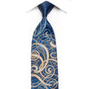 Cabrini Men's Rhinestone Necktie Gold Blue Scrolls On Navy With Gold Sparkles - San-Dee