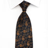 Cabrini Men's Silk Necktie Orange Floral On Navy Sparkling With Rhinestones - San-Dee