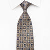 Cabrini Men's Silk Rhinestone Necktie Golden Cartouche On Navy With Silver Sparkles - San-Dee