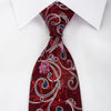 Cabrini Rhinestone Silk Necktie Floral On Burgundy With Silver Sparkles - San-Dee