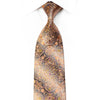 Cabrini Rhinestone Tie Peach Arabesque On Silver Silk - San-Dee