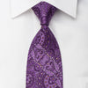 Caesars Silk Necktie Anthemion On Purple Sparkling With Rhinestones - San-Dee