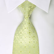 Chemeric Rhinestone Silk Necktie Damask On Lime Green With Silver Sparkles - San-Dee