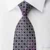 Christian Aujard Rhinestone Necktie Geometric Circles On Navy With Silver Sparkles - San-Dee