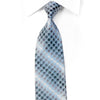 Christian Lacroix Men's Rhinestone Silk Necktie Blue Trellis On Silver With Sparkles - San-Dee