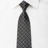 The Class Men’s Skinny Necktie Silver Neat Squares On Black 
